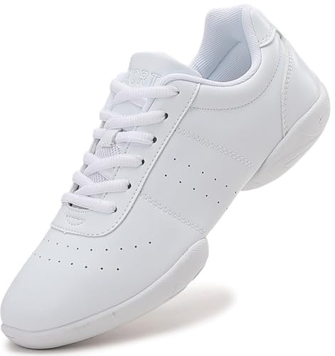 GlideMoves Scarpe da Cheerleading Bianche Taglia 30, per Ragazze, Danza, Giovani, Allenamento Atletico, Tennis, Camminata, Traspiranti, competizioni, acrobazie, Donne Adulte e Uomini
