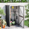 Hommdiy Geräteschuppen Gartenhaus mit Schiebetür,Schwingtür,geräumiger Gartengeräteschuppen,Metallgeräteschuppen mit Satteldach, Gartengeräteschrank,verzinkter Stahl,Anthrazit,88x89x161cm