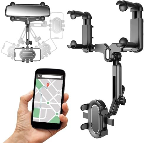 Handyhalterung Auto Rückspiegel Telefonhalter 360 ° Klappbare und Drehbarer und Einziehbarer Handyhalter Universal Handyhalterung Auto Spiegel Multifunktionale KFZ Handy Halterung für Alle Handys