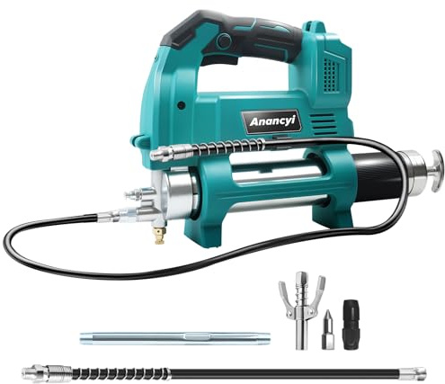 Anancyi Batteridriven fettpress för Mak-ita 18 V batteri, 12 000 PSI-tryck, elektrisk fettpress med 30 cm högtrycksslang, perfekt för lastbilar, bondgårdar och gör-det-själv (utan batteri)
