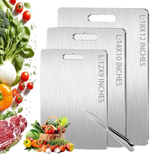Titanium Cutting Board,100% Pure Titanium Cutting Boards for Kitchen, 2025 New Double Sided Food-Grade Chopping Board for Cutting Meat Vegetable Fruit (12L x 9W)