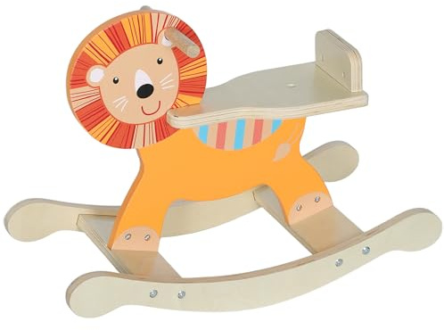 AIYAPLAY Cavallo a dondolo per bambini, giocattolo a dondolo per bambini in legno con manubrio e base stabile, per interni ed esterni, regalo per e bambine dai 2 ai 5 anni, arancione