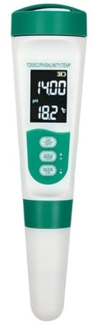 Tester di qualità dell'acqua 5 in 1 per piscine e acquari, misura la salinità del pH, la conducibilità TDS, la conducibilità e la temperatura, tester digitale portatile per la salinità della piscina