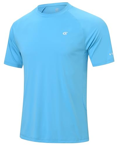 Huayuzh Maillot de bain à manches courtes pour homme - UV UPF 50+ - Rashguard - Respirant - Pour le surf, la randonnée