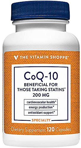 The Vitamin Shoppe CoQ-10 200 mg Capsules, Coenzyme Q10 Supplement for Cardiovascular Health & Energy Production, Antioxidant Support, Gluten Free, Dairy Free, 120 Capsules