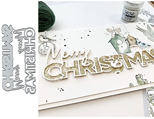 Stanzschablonen aus Metall, Motiv: Frohe Weihnachten, mit Aufschrift Merry Christmas, für Grußkarten, zum Basteln, für Sammelalben, als dekorative Prägeschablonen
