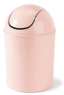 Umbra 1.25 Gallon Mini Waste Can with Removable Swing-Top Lid - Small Garbage Bin for Kitchen, Bathroom, Bedroom, Office - Compact Trash Can Fit Under Tables & Counters - Pink