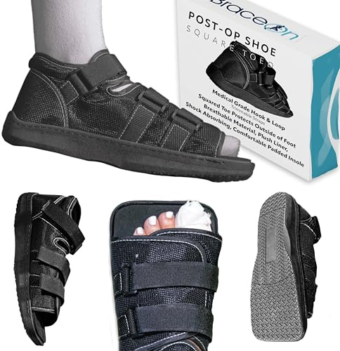 Brace On Post Op Shoe - Adjustable Orthopedic Walking Shoe for Women & Men - Square Open Toe Medical Foot Support for Post-Surgery, Broken Toe & Foot, Stress Fracture (Men, X-Large, Size 12-15)
