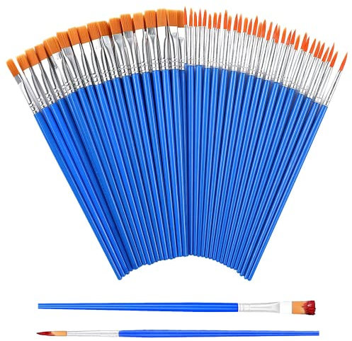 ANQFZQE Künstlerpinsel Set, 60 Stück Runde Flache Kleine Pinselset für Acryl-, Wasserfarben- und Ölmalereien, Künstler, Malliebhaber und Anfänger, 2 Verschiedene Größen