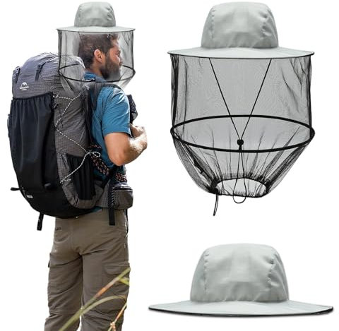 Lithyc Hut mit Moskitonetz – Imkerhut, Moskitonetz Hut, Imkerhut für Outdoor-Enthusiasten, Landwirtschaft, Jagd, Wandern und Gartenarbeit (Grau)