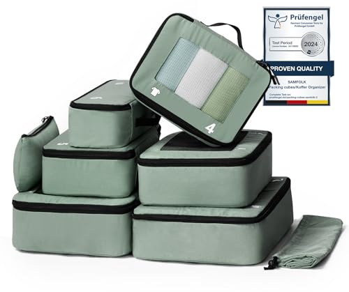 8 pièces Organisateur Valise Rangement Valise Packing Cubes, Sac Rangement Valise Voyage pour les Sacs à Dos de Bagages Green