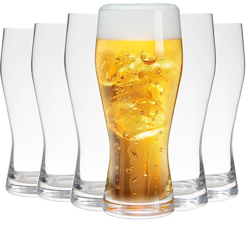 UMEIED 20oz Pilsner Beer Glasses Set of 6, Classic Beer Glass, Large Capacity Beer Cup, Stylish Beer Gifts, Beer Cups and Mugs