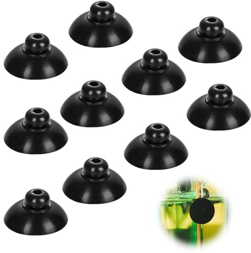 PEUTIER 10pcs Fish Tank Suction Cups, 1 Inch Suction Cup Clips Rubber Aquarium Suction Cup Clips Fish Tank Attachments for Tank Pump and Fish Tank Aeration Setup (Black)