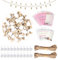 100 clip con corda da 10 metri e 2 chiodi senza cuciture, 20 supporti per biglietti fotografici, clip d'amore in legno, porta biglietti di vacanza, clip per foto, clip per decorazioni fai da te