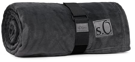 s.Oliver Kuschelsoft XXL Decke 220x240 cm - flauschig, warm & waschbar, Kuscheldecke dunkelgrau Uni