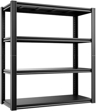 cynnda 4-Tier 40 W x 20 D x 60 H Garage Shelving Garage Storage Shelves 2500LBS Metal Industrial Shelf Adjustable Heavy Duty Shelving Storage Rack Shelving Unit (Black)