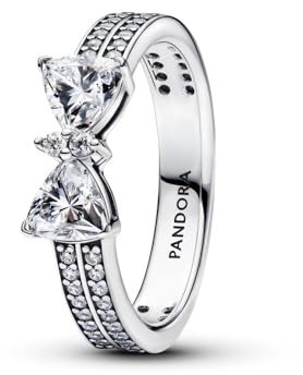 Pandora Women's Silver Ring with Sparkling Knot Double Row 193552C01, Silver, 56, Fine