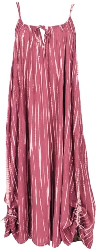 GURU SHOP Batik Maxikleid, Boho Strandkleid, Luftiges Hängerchen, 7/8 Sommerkleid - Altrot, Damen, Synthetisch