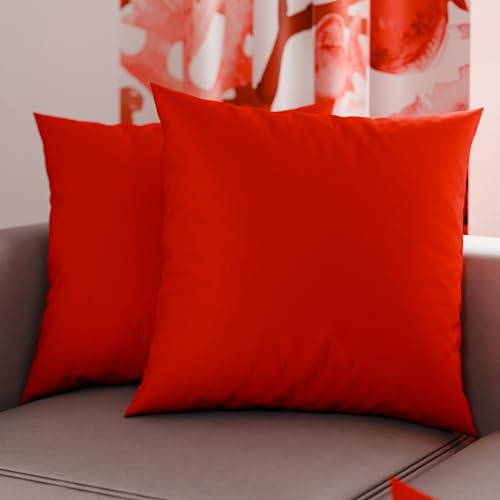 PETTI Artigiani Italiani - Par de Fundas de Almohada 40x40 cm, Pareja de Funda de Cojín Lisas Rojo, 100% Microfibra Hipoalergénica, Made in Italy