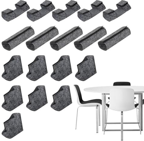 Chair Foot Covers | Felt Beer Bench Leg Protectors Set of 18 | Furniture Feet Grippers Caps Pads Glides Covers for Hardwood Tile Carpet Living Room Bedroom Kitchen