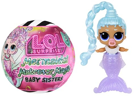 LOL Surprise Mermaids Makeover Magic Baby Sisters with Color-Changing Mermaid Tails and Shell-Inspired Display Ball, Collectible Dolls, Kids Ages 4+