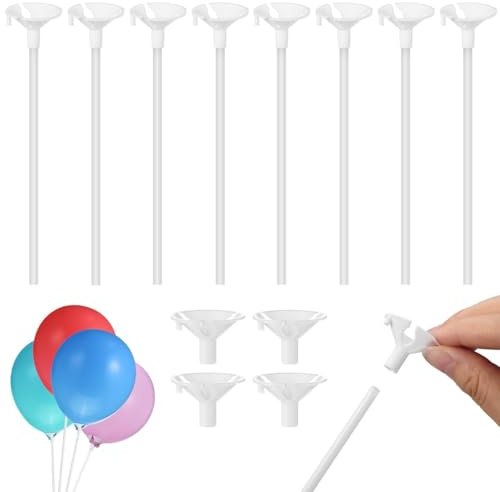 Angoily 50Pcs White Plastic Balloon Holder Sticks with Cups 12.6 Inch Balloon Stands for Birthday Wedding Party Christmas Valentine S Day Decorations