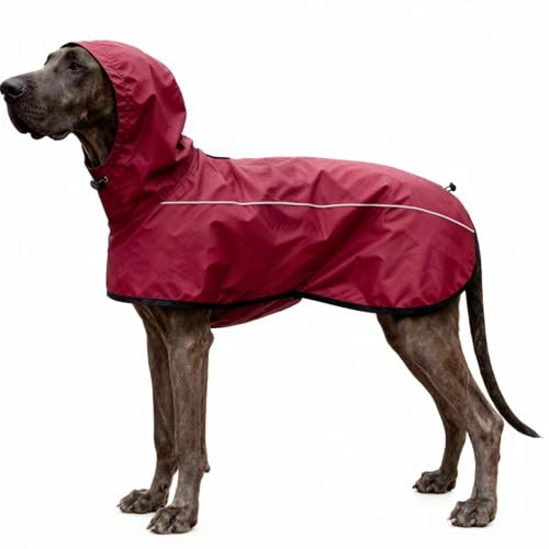 Mosucoirl Giacca da Impermeabile per Cani Cappuccio Riflettente Cappuccio da Pioggia per Animali Domestici Poncho con Vestiti per Cani Piccoli e Medi (Rosso, S)