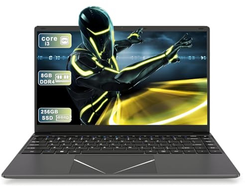 DREAMFYRE PC portátil de 14 Pulgadas, 8 GB RAM 256 GB SSD, Ordenador portátil Core i3 Compatible con 2,4 G/5 GWiFi y Bluetooth, portátil para Estudiantes/Negocios con WPS Office, duración Prolongada.