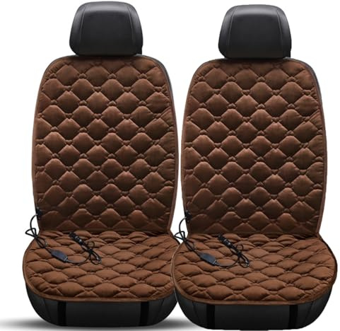 2pcs Heated Seat Cushion for Home & Office Car Double Seat Cushion, Large Heating Area Heat Pad with Full Back Support, Heated Seat Pad for Back, Lumbar, Hip, Thigh(Brown)