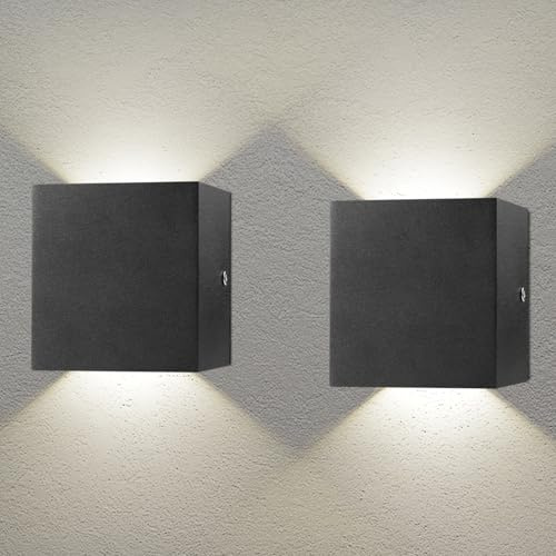 CHEVVY 2 pares de luces LED de 7 W moderno interior 4500 K cuadrado negro