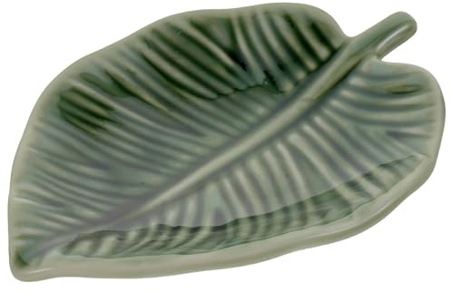 Tofficu Piatto per Gioielli in Materiale Vetrificato Verde a Forma di Foglia, Facile da Pulire, Organizzatore Decorativo per Vassoio Esposizione in Negozio di Gioielli o Toeletta