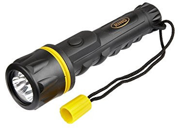 Ring Shockproof Rubber LED Torch With Non-Slip Grip - 2 x AA Batteries Included