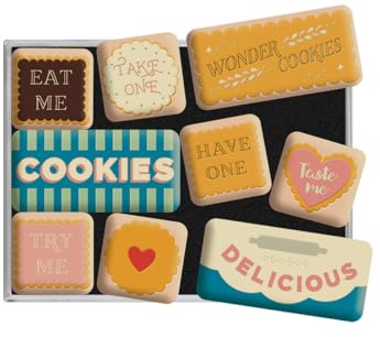 Nostalgic-Art, Juego de Imanes Retro, Wonder Cookies – Idea de Regalo para la Cocina, Decoración para la Nevera, Diseño Vintage, 9 Unidades