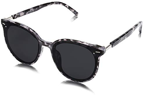SOJOS Classic Round Sunglasses for Women Men Retro Vintage Shades Large Plastic Frame Sunnies SJ2067 with Grey Tortoise Frame/Grey Lens