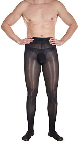 ElsaYX STW Herren Strumpfhose, glänzend, mit U-Beutel