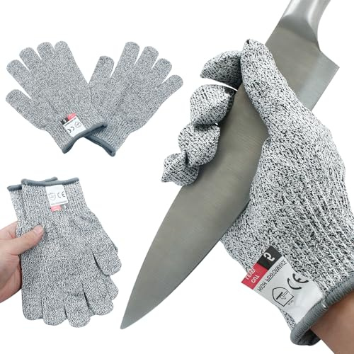 Zorfeter Guanti resistenti al taglio per bambini, XS (età 8-12), grado alimentare, livello 5, guanti da cucina di sicurezza per taglio e intaglio del legno, 1 paio