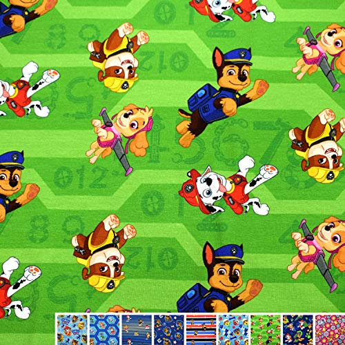MAGAM-Stoffe Paw Jersey Kinder Stoff Oeko-Tex Meterware 50cm (07. One Team grün)