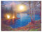 Nexos Trading LED Wandbild Leinwandbild mit Beleuchtung Fotodruck Lagerfeuer 30x40 cm Kunstdruck Leuchtbild Effekt-LED Herbstdeko Vollmond Bergsee Canada
