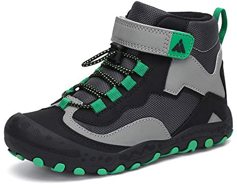 Mishansha Kids Waterproof Breathable Lightweight Hiking Boot for Outdoor Sports Trekking Running Shoes for Boys Girls Black and Green 11 little_kid