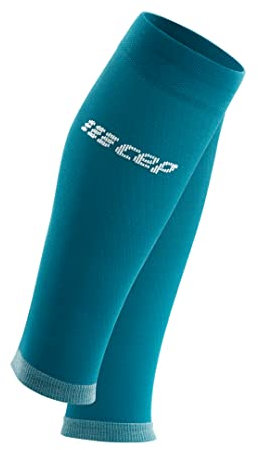 CEP - Mangas de pantorrilla ultraligeras para hombre | Calentadores finos en color azul petróleo/gris claro para una compresión exacta en la pantorrilla | Talla V | XL