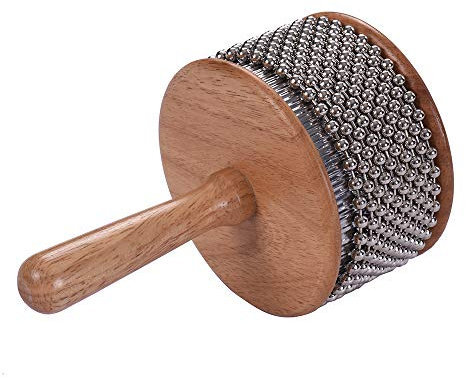 Bontannd 1 Stück Holz Cabasa Metall Perlen Kette & Zylinder Pop Hand Shaker Percussion Instrument Für Klassenroom Band Mittelgröße, 9 cm