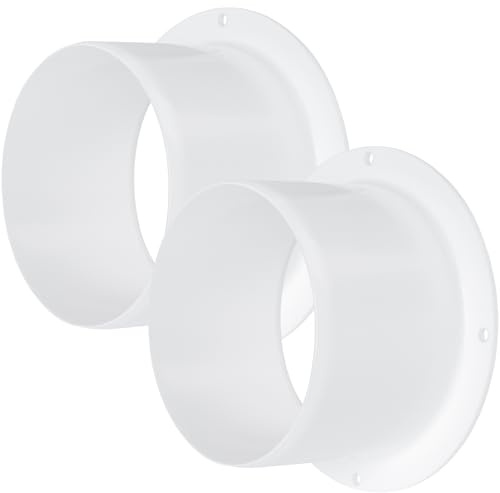 Vent Systems confezione da 2 - Connettore per condotto di ventilazione dell'aria da 10 cm con flangia per tubo di ventilazione dritto in plastica, HVAC