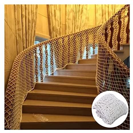 LXLIGHTS Stairway Safety Net, 8mmx12cm Safety Banister Stair Mesh Net, Easy to Install Adjustable Cat Net Protective Net for Kids/Pet/Toy (Color : White, Size : 1.2x5m(3.94'x16.4'))