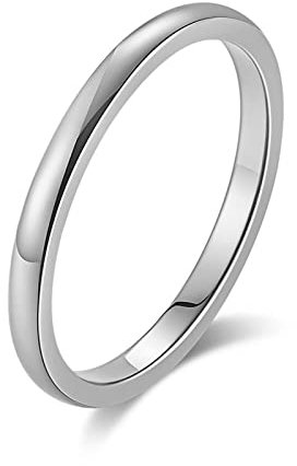 AMDXD Personalisierte Custom Edelstahl Herren Trauring, Bandring Schmal Pärchenringe für Frauen, Silber, Gr.62 (19.7)