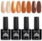 TOMICCA UV Nagellack Braun Set, 4 Farben Herbst Braun Glitzer Collection Gel Nagellack, Soak-Off UV/LED Geschenk für Nagelstudio DIY Home, 8ML