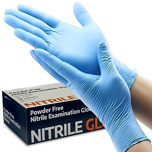 Fusion Vibes Nitrile Disposable Gloves Powder & Latex Free, Non-Sterile Exam Gloves, Surgical Blue Cleaning Service Food Safe Glove (Large), 1.0 count, Pack of 100
