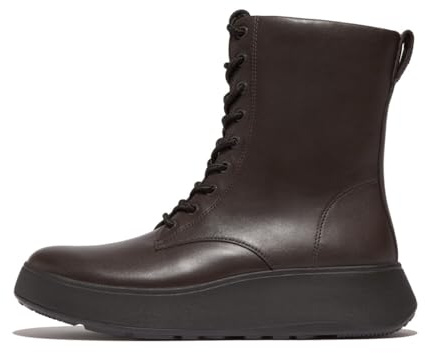 F-MODE LEATHER LACE-UP FLATFORM ANKLE BOOTS