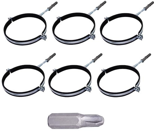 SKIR'CO Lot de 6 supports de tuyau avec garnitures en caoutchouc pour tuyaux de 100 mm, supports de tuyaux pour montage mural et au plafond, colliers de serrage