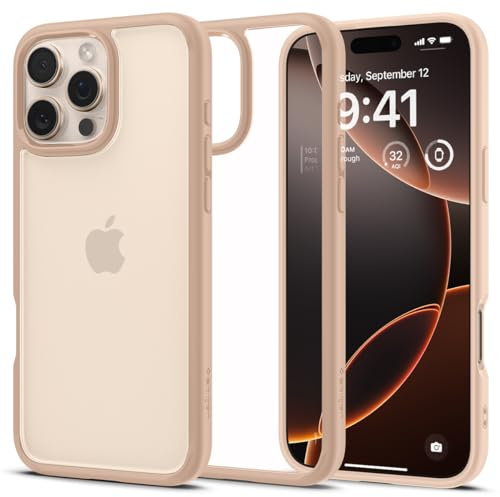 Spigen für iPhone 16 Pro Hülle [Anti-Yellowing] Ultra Hybrid Case Handyhülle Schutzhülle Cover Transparent Durchsichtig Dünn Slim -Rose Titanium
