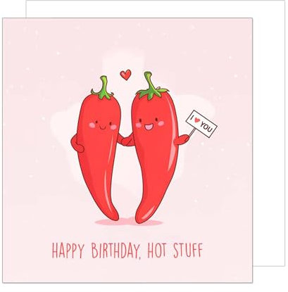 Edition Seidel Premium quadratische Geburtstagskarte mit Umschlag. Glückwunschkarte Happy Birthday Billet Karte für Mann Frau Freundin Freund hot stuff Chili (GQ368 SW025)